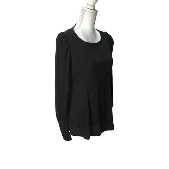 Status By Cheanult Women’s Black Puff Shoulder Long Sleeve Top Size M NWOT - Picture 8 of 16